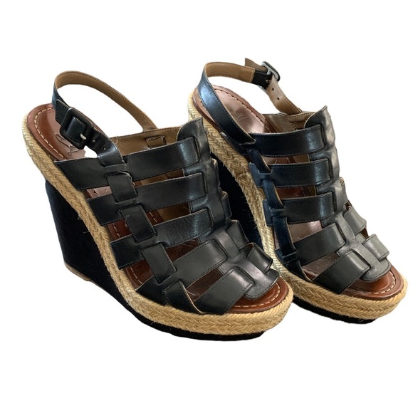 Christian Louboutin Black Barcelona Leather Wedge Sandal Size 39 - Picture 1 of 16